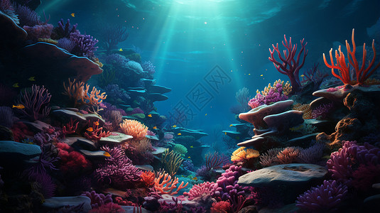 绚丽的珊瑚礁背景图片