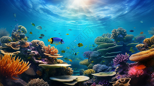 水下礁石美丽的珊瑚花园插画