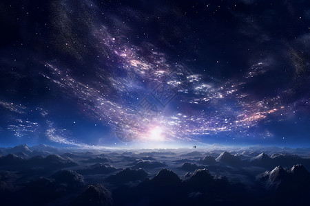 蓝紫色的星空梦幻星空设计图片