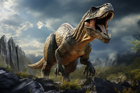 山脉的恐龙背景图片