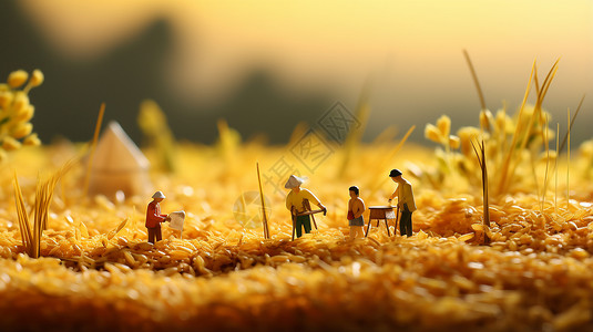 植物食物素材缤纷金黄稻田设计图片