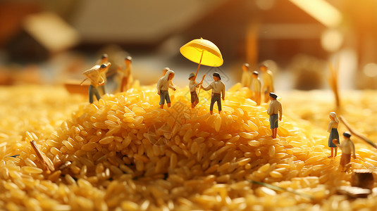 饱满米粒金色稻田设计图片