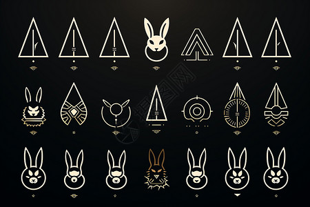 简洁现代的线性兔子图标背景图片