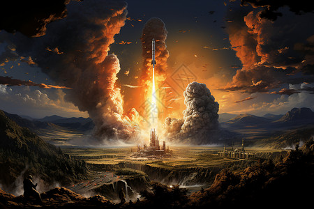 飞向宇宙的火箭背景图片