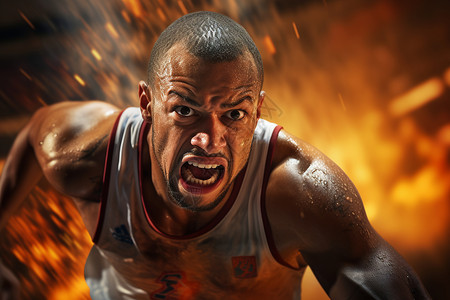热血沸腾的篮球运动员背景图片