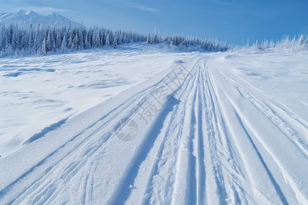 雪地痕迹背景图片
