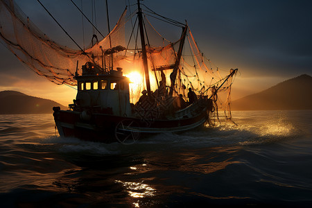 海上捕鱼背景图片