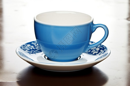 蓝白茶杯背景图片