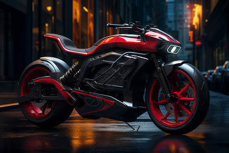 红色边框的科技感摩托车背景图片