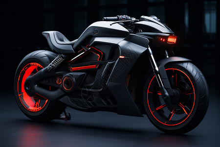 黑色系科技感运动摩托车设计图片