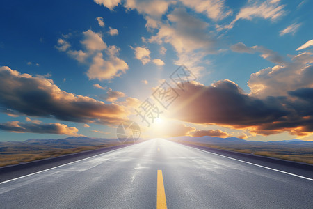灿烂阳光下的公路背景图片