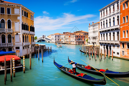 威尼斯水城的水上游船背景图片
