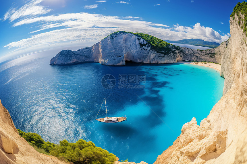 夏季浪漫的大海景观图片