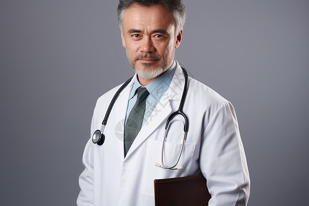 身穿制服的中年医生背景图片