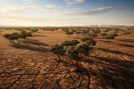 荒漠中一线生机的绿洲背景图片