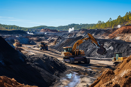 正在施工的大型工业煤矿背景图片