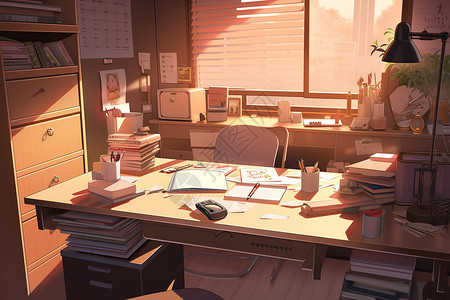 凌乱的办公桌凌乱的办公室桌面插图插画