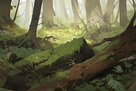 柔和颜色的森林树木插图背景图片
