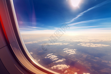 飞机外飞机舷窗外的天空景观背景