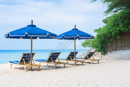 遮阳椅沙滩上放松的度假椅背景