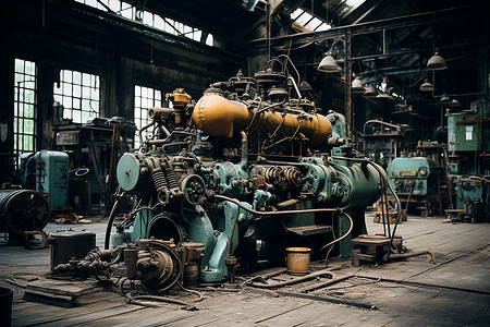 工厂的老旧设备机器背景图片