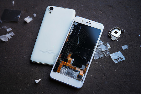 摔碎遭到破坏的手机背景