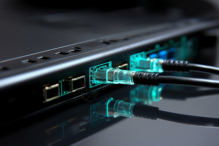 线缆连接的服务器端口背景图片