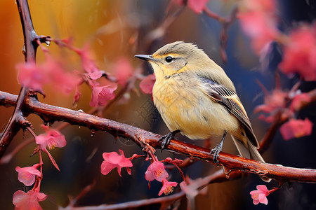 春季枝头可爱的小鸟背景图片