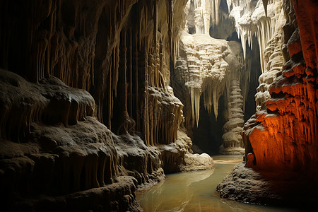 地下探险的地质矿床岩石洞穴高清图片