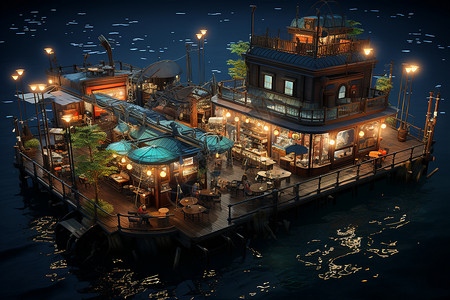 美食餐馆壮观的海上餐厅设计图片