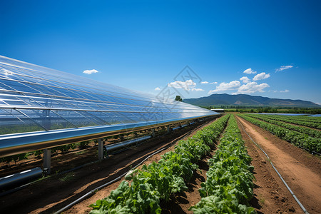 乡村农场中的太阳能光伏发电板背景图片
