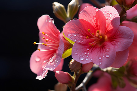 春天中的粉色花朵背景图片