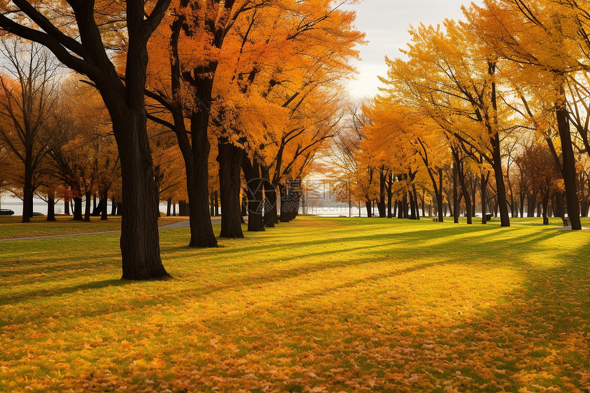 秋季公园的美丽景观图片