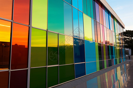 现代多彩的玻璃艺术馆建筑高清图片