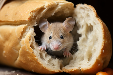 爱吃面包的小老鼠背景图片