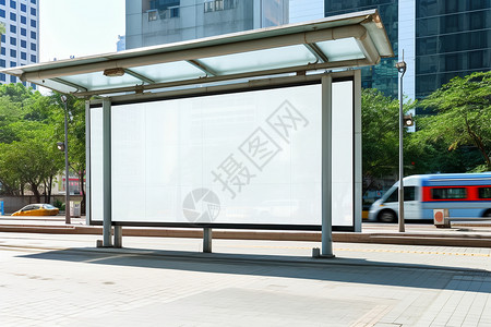 巴士站台的广告牌高清图片