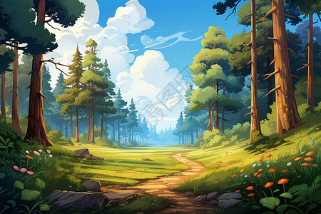 缤纷森林的插画背景图片