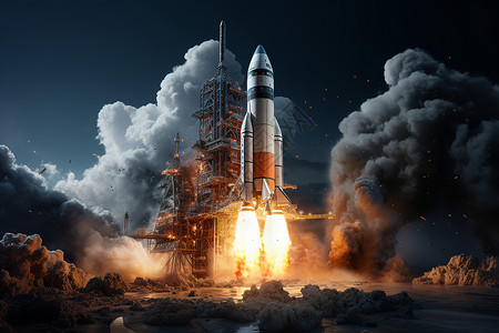 科技航天火箭发射的瞬间设计图片
