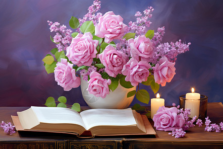 一本书与花瓶背景图片