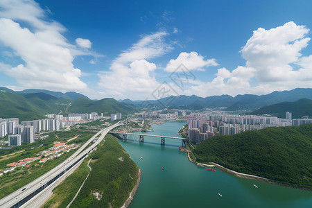 高空俯视下的现代城市背景图片