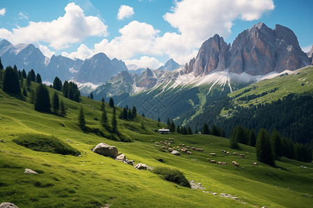 山脉的美丽自然风景背景图片