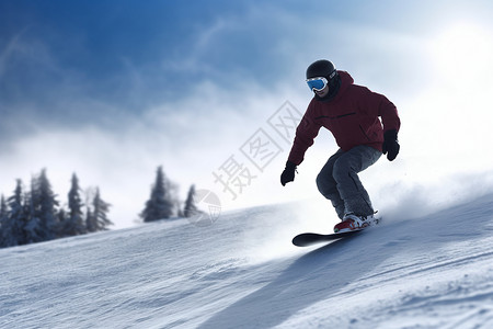 滑板跳跃冬日滑雪运动背景