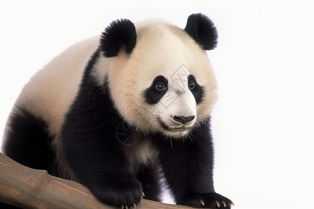 物种保护熊猫坐在树枝上背景