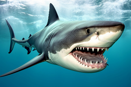 海洋中凶猛的鲨鱼背景图片