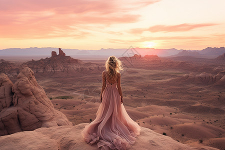 沙漠上的女子背景图片