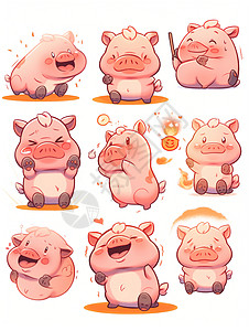 惊讶的猪快乐惊讶的小猪插画