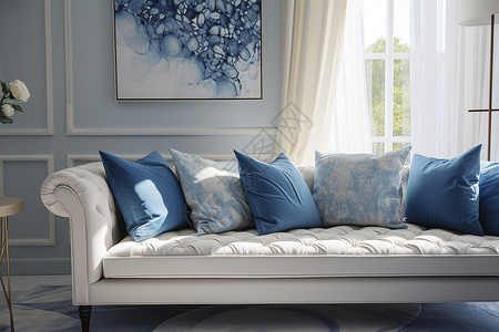 蓝色沙发家具背景图片
