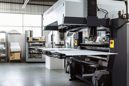 印刷技术工厂内的大型印刷机背景