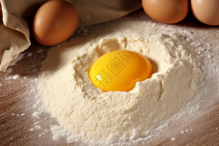鸡蛋打进面粉里背景图片