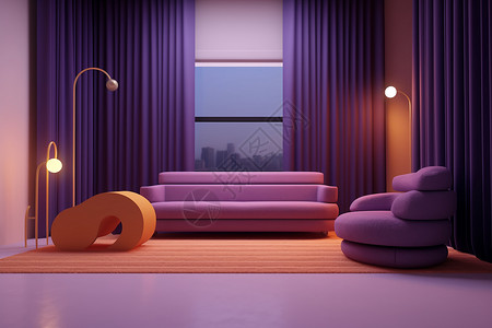 地毯上的紫色沙发背景图片